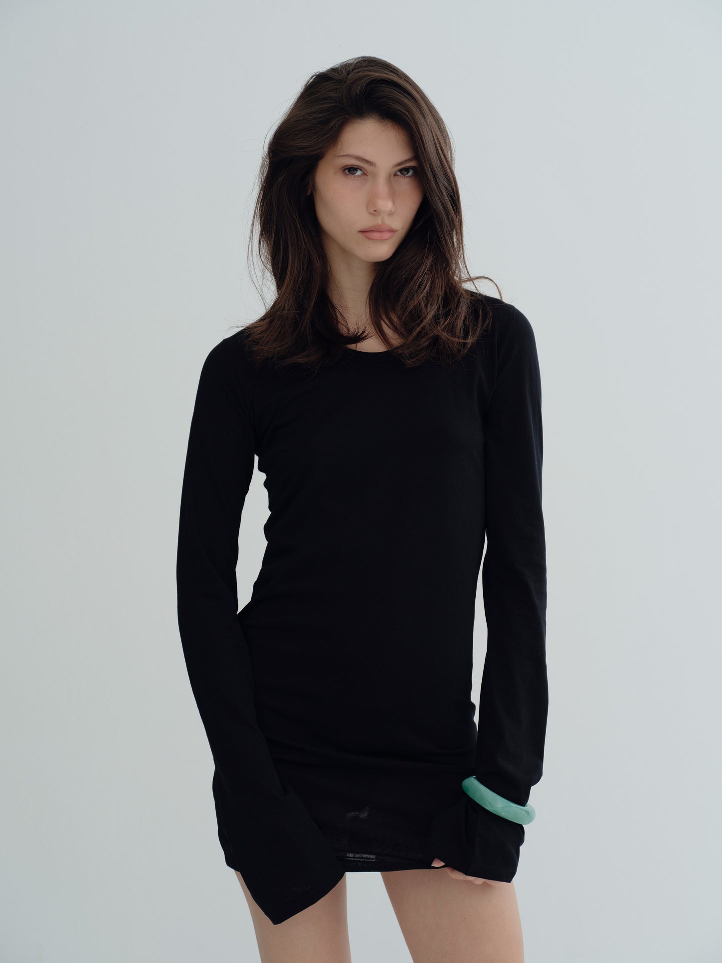LONG SLEEVE MINI DRESS - Black