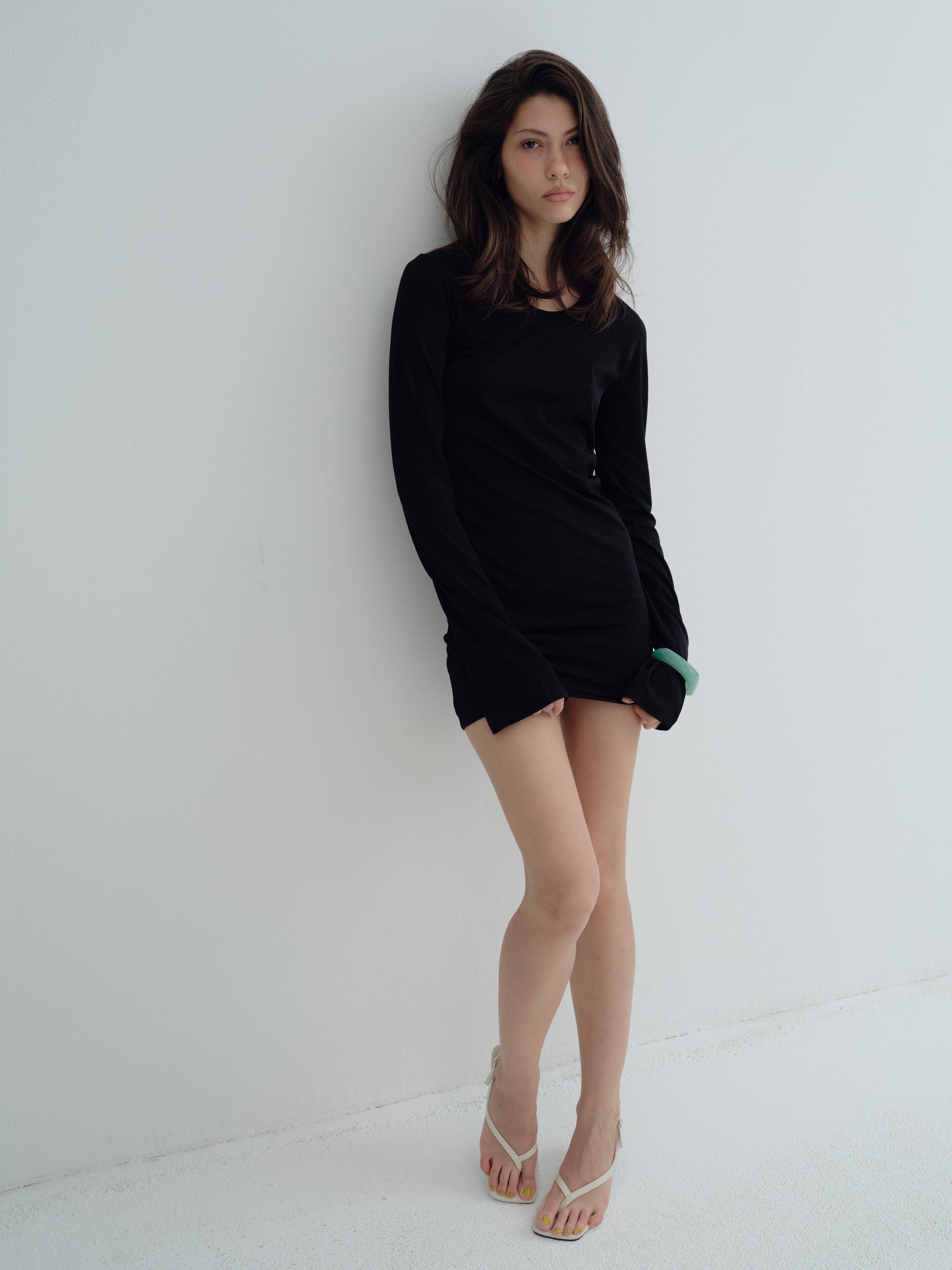 LONG SLEEVE MINI DRESS - Black