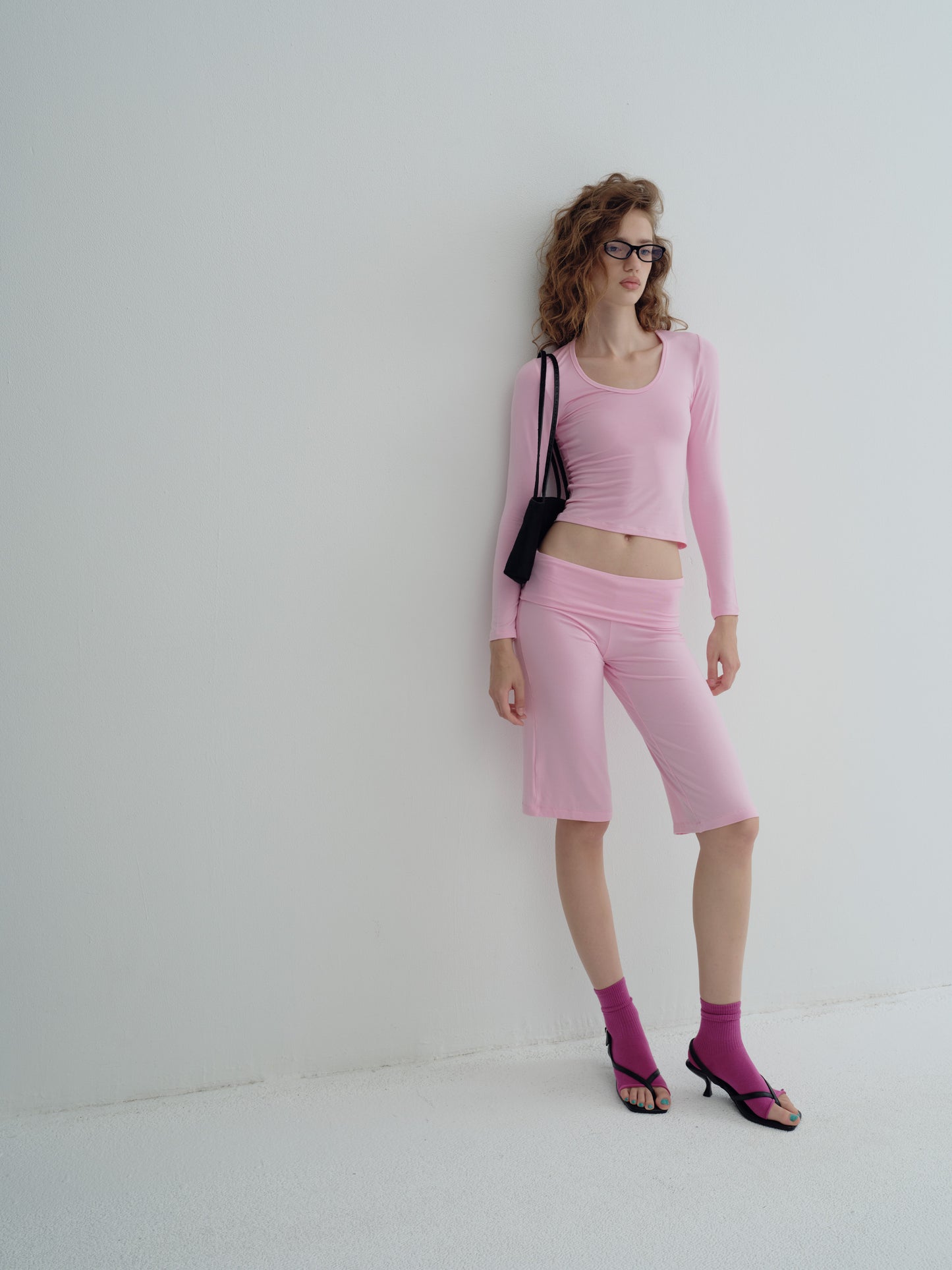 JERSEY FOLDOVER CAPRI PANTS - Pretty pink