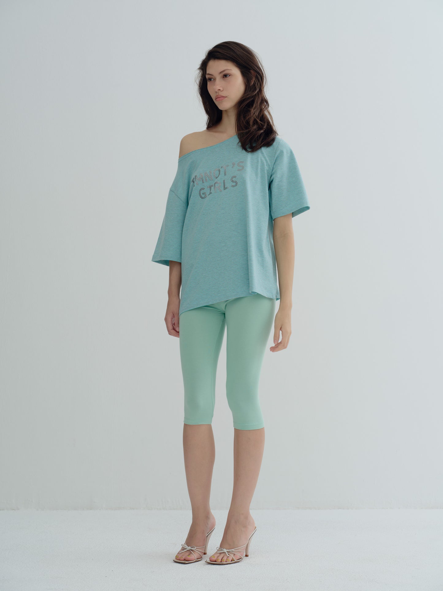 JERSEY FOLDOVER CAPRI LEGGINGS - Soft Jade