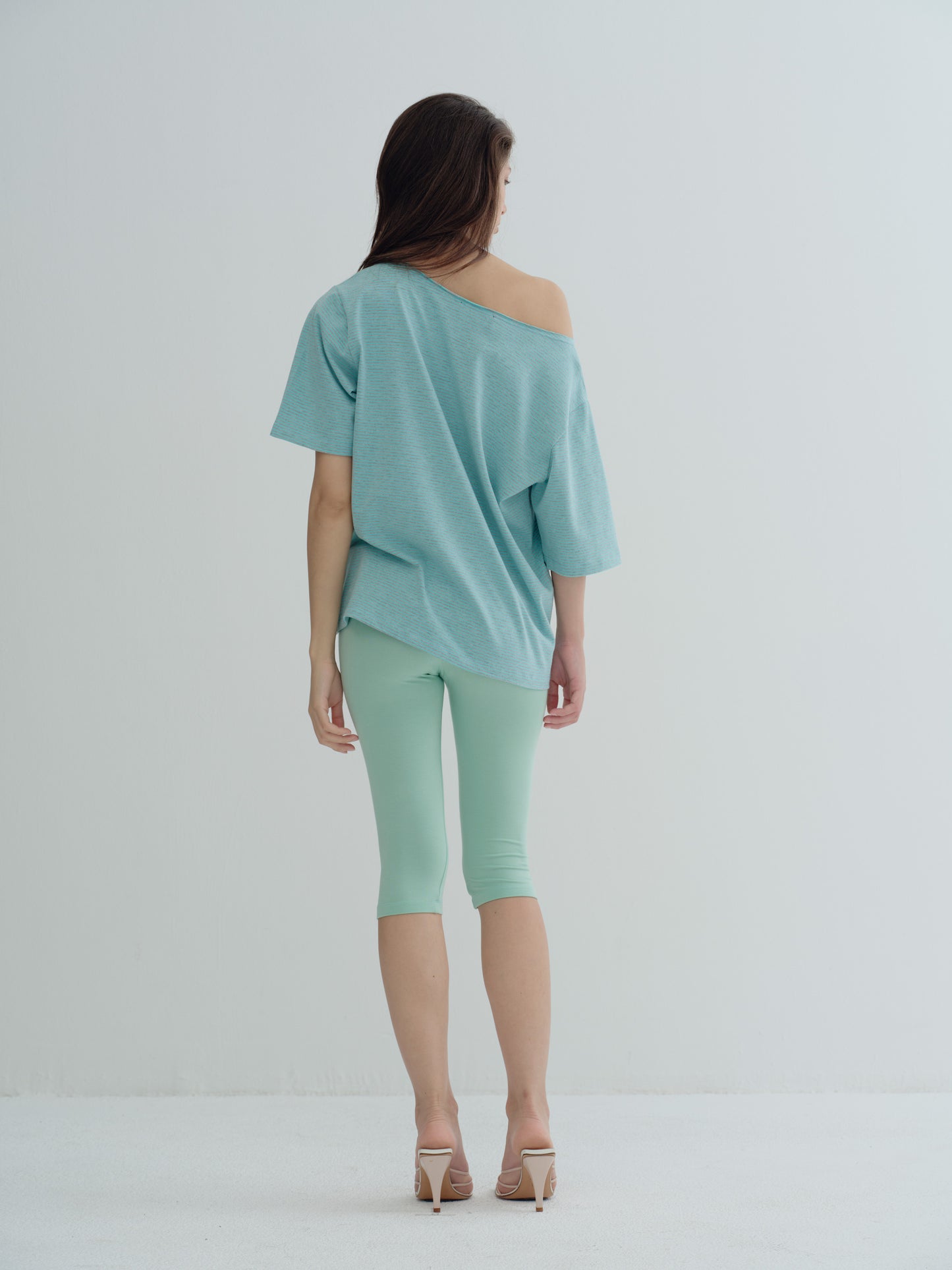 JERSEY FOLDOVER CAPRI LEGGINGS - Soft Jade