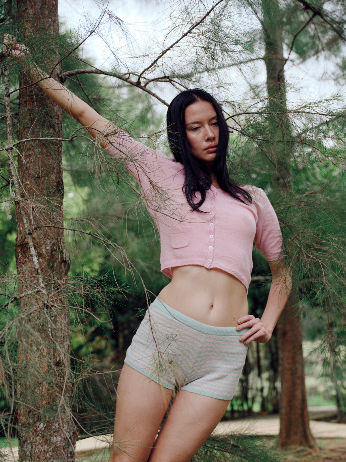 Knit Micro Shorts with Mini Pockets - Fairy Stripe