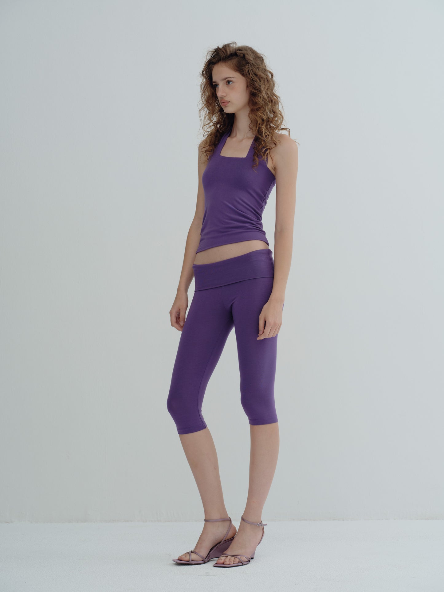 JERSEY FOLDOVER CAPRI LEGGINGS - Mangosteen