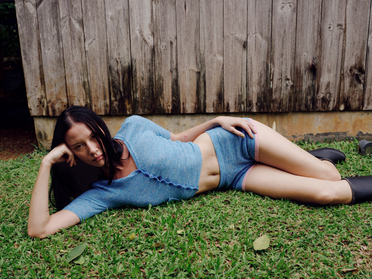 Knit Micro Shorts with Mini Pockets - Magic Blue