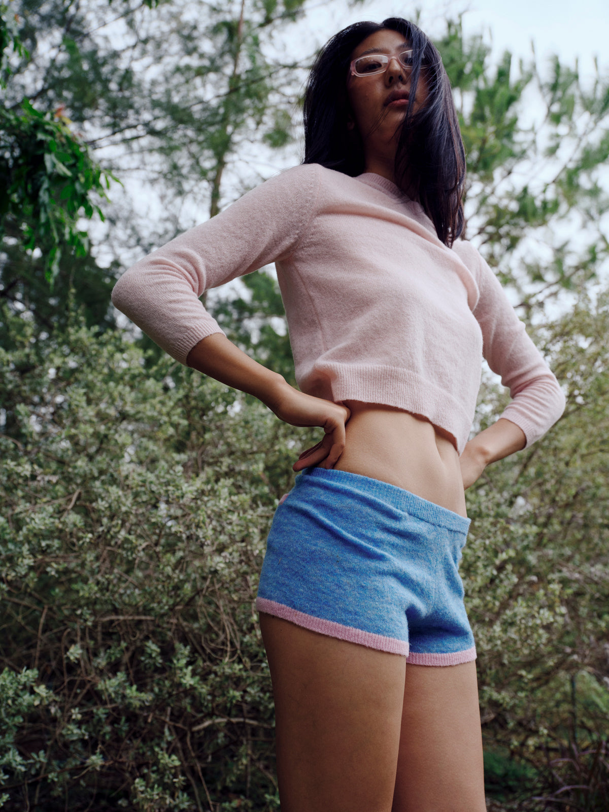 Knit Micro Shorts with Mini Pockets - Magic Blue