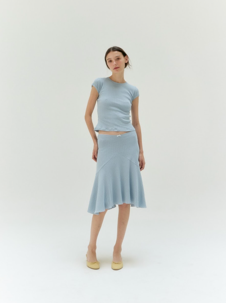 Pointelle Basic Tee - Powder Blue