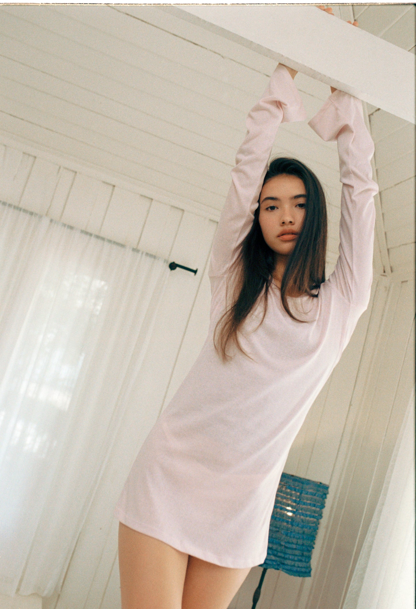 LONG SLEEVE MINI DRESS - PASTEL PINK