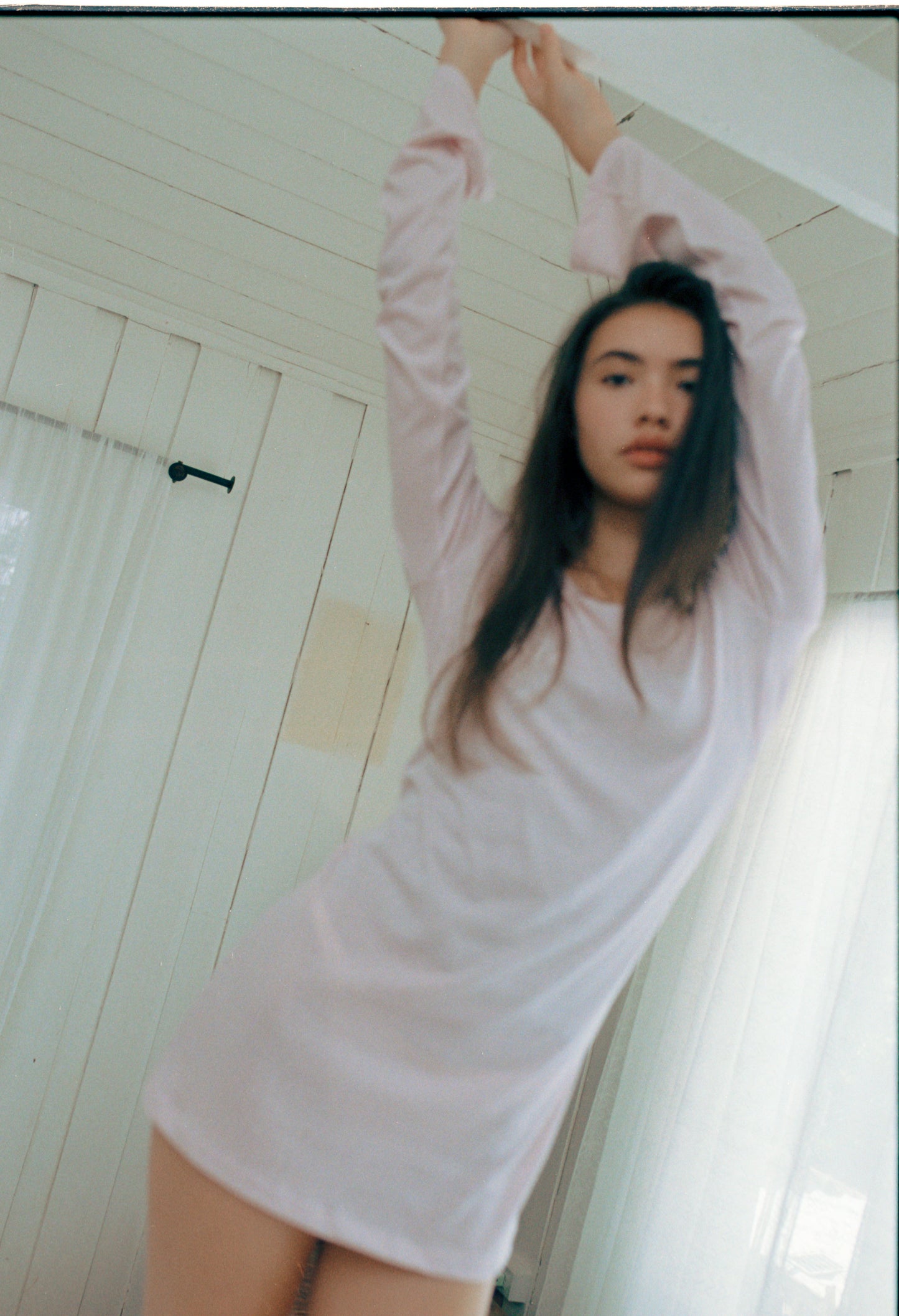 LONG SLEEVE MINI DRESS - PASTEL PINK