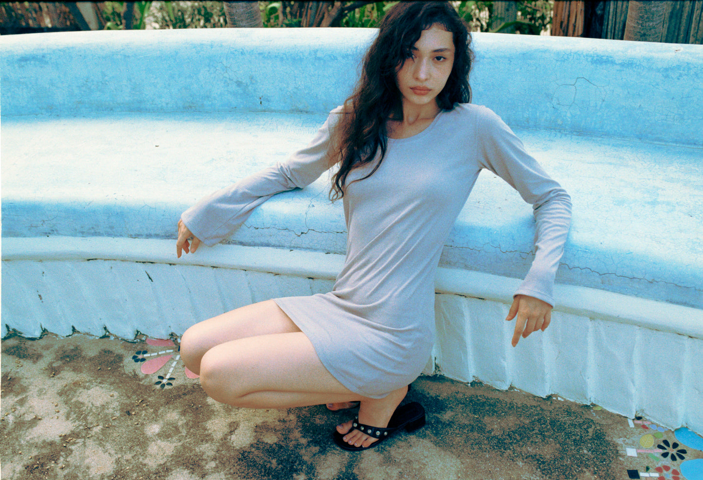 LONG SLEEVE MINI DRESS - DARK CLOUD