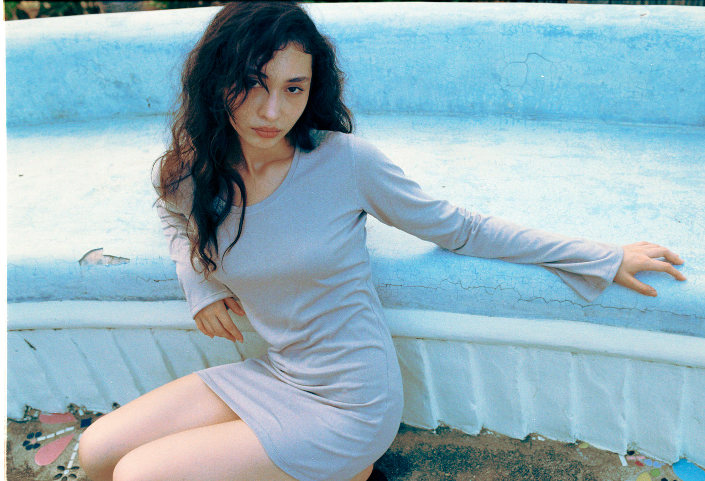 LONG SLEEVE MINI DRESS - DARK CLOUD
