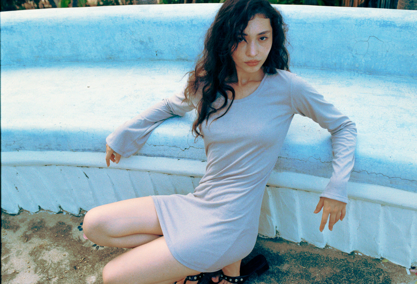 LONG SLEEVE MINI DRESS - DARK CLOUD